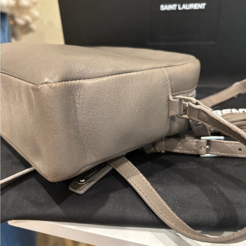 Yves Saint Laurent Monogram Lou Taupe Leather Crossbody Bag - Picture 7 of 16